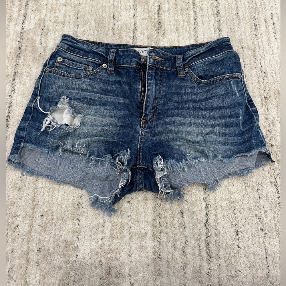 Just USA Dark Wash Distressed Denim Shorts